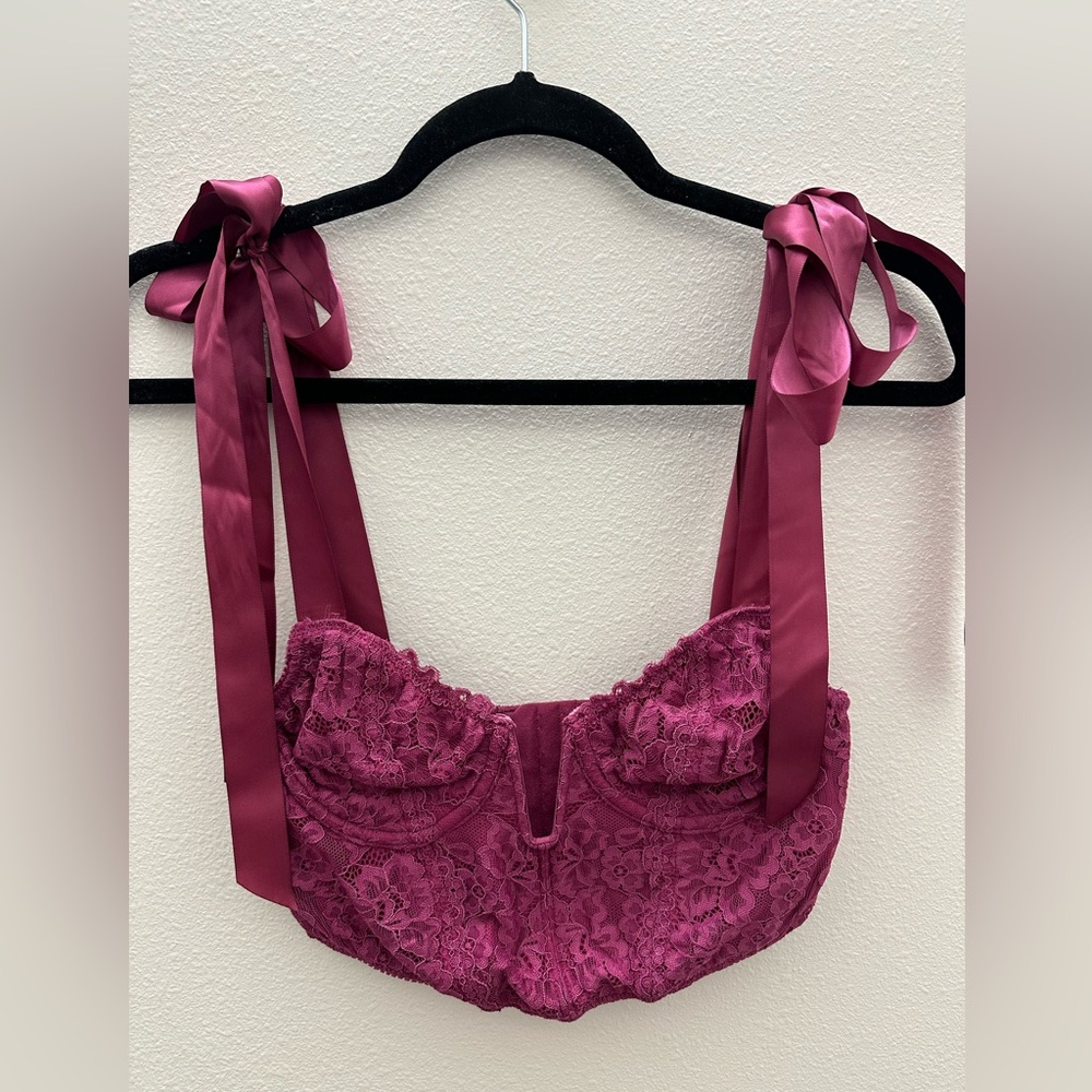 Urban Outfitters Out From Under Lace Corset Top Silk Ties